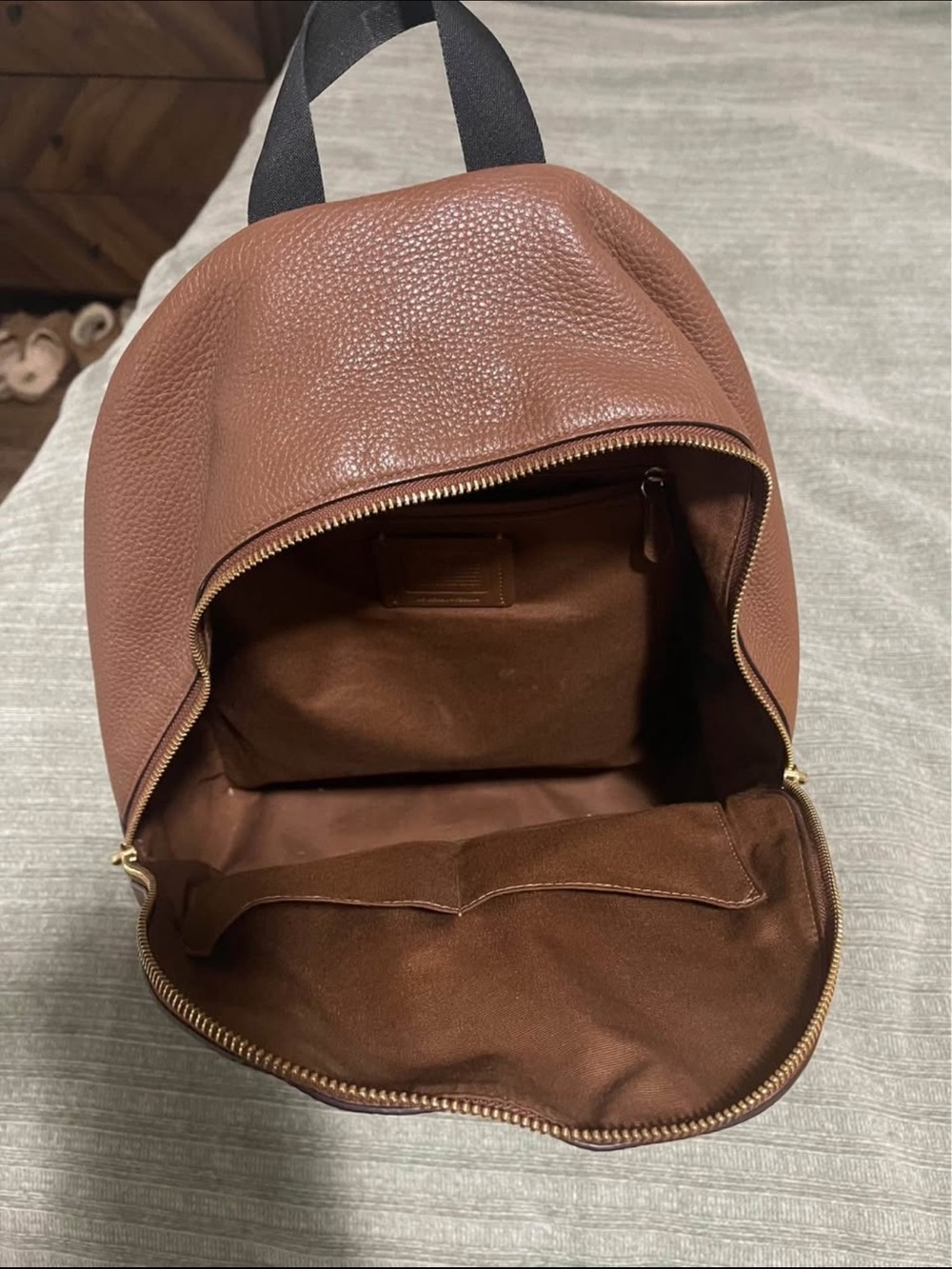 Coach Brown Pebbled Leather Backpack - Picture 3 of 7